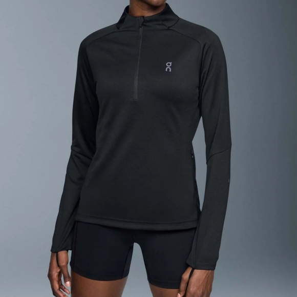 ON women's climate shirt black quarter zip Sweater Hiking Running Base Layer L - Picture 2 of 9